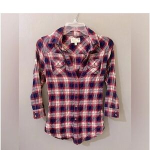 Elizabeth and James Red and Blue Plaid Shirt